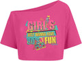 80s Shirt for Women Neon Off The Shoulder Crop Tops Girl's Just Wanna Have 80's Fun Graphic Tee