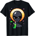 Retro Alien Pixel Art Space Drink Synthwave Sunset Nerd UFO T-Shirt Unisex T-shirt, Sweatshirt, Hoodie, Long Sleeve Tee