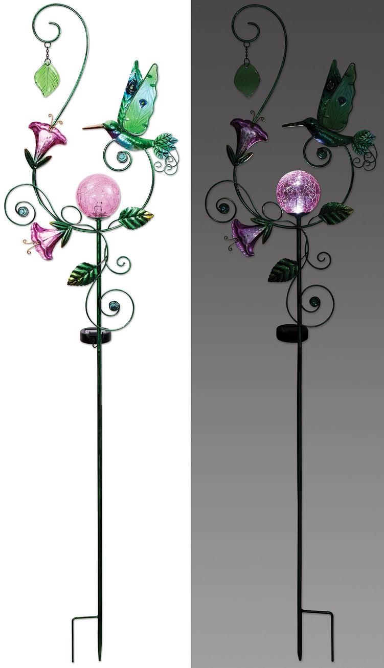 Hummingbird Solar Stake Metal and Glass