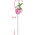 Hummingbird in a Cup Hand Painted Plant Stake