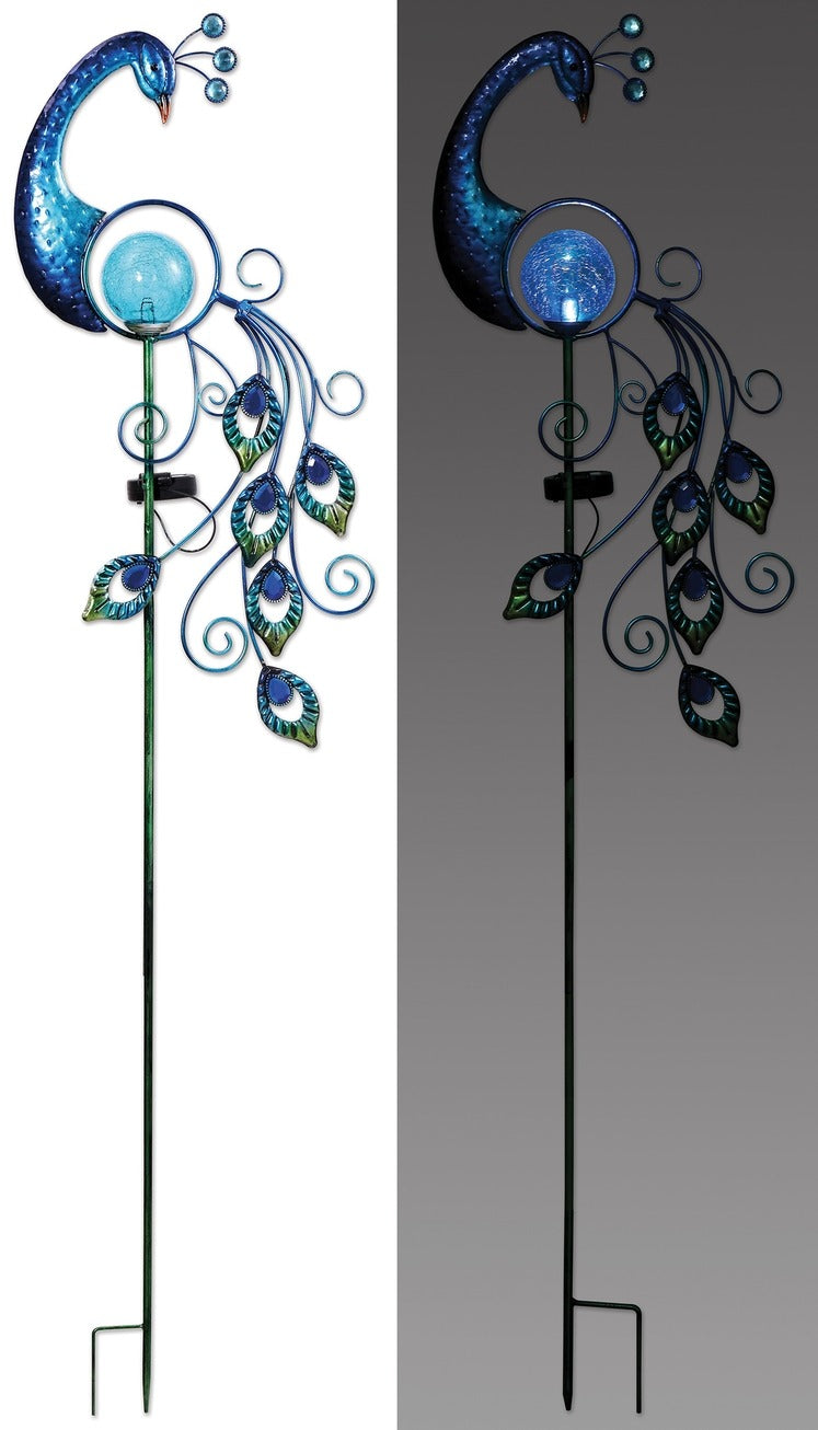 Peacock Metal and Glass Solar Stake 49"