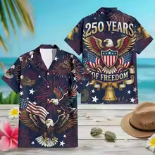 Hot USA 250th Anniversary Eagle 1776-2026 Hawaii Shirt 250 Years Of Independence Day Gift Dad Father's Day Gifts America Shirts