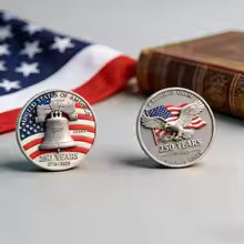 New Arrival 250 Years USA 250th Anniversary 3D Gold Plated Challenge Coin Liberty Bell Eagle High Quality Collectible Gift