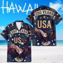 Hot USA 250th Anniversary Eagle 1776-2026 Hawaii Shirt 250 Years Of Independence Day Gift Dad Father's Day Gifts America Shirts