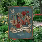 USA 250 Years of Freedom Garden Flag Floral Patriotic Anniversary Yard Decor IIX