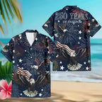 Hot USA 250th Anniversary Eagle 1776-2026 Hawaii Shirt 250 Years Of Independence Day Gift Dad Father's Day Gifts America Shirts
