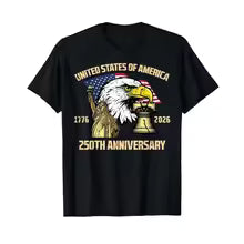 American 250th Anniversary 1776 2026 Patriotic Bald Eagle T Shirt For Men Summer USA Flag Liberty Bell Classic Short Sleeve Tops