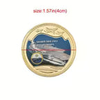 5pcs US Military Aircraft Carrier Golden Commemorative Coins Set Army Collectible Challenge Coins Souvenir Gifts for Veterans