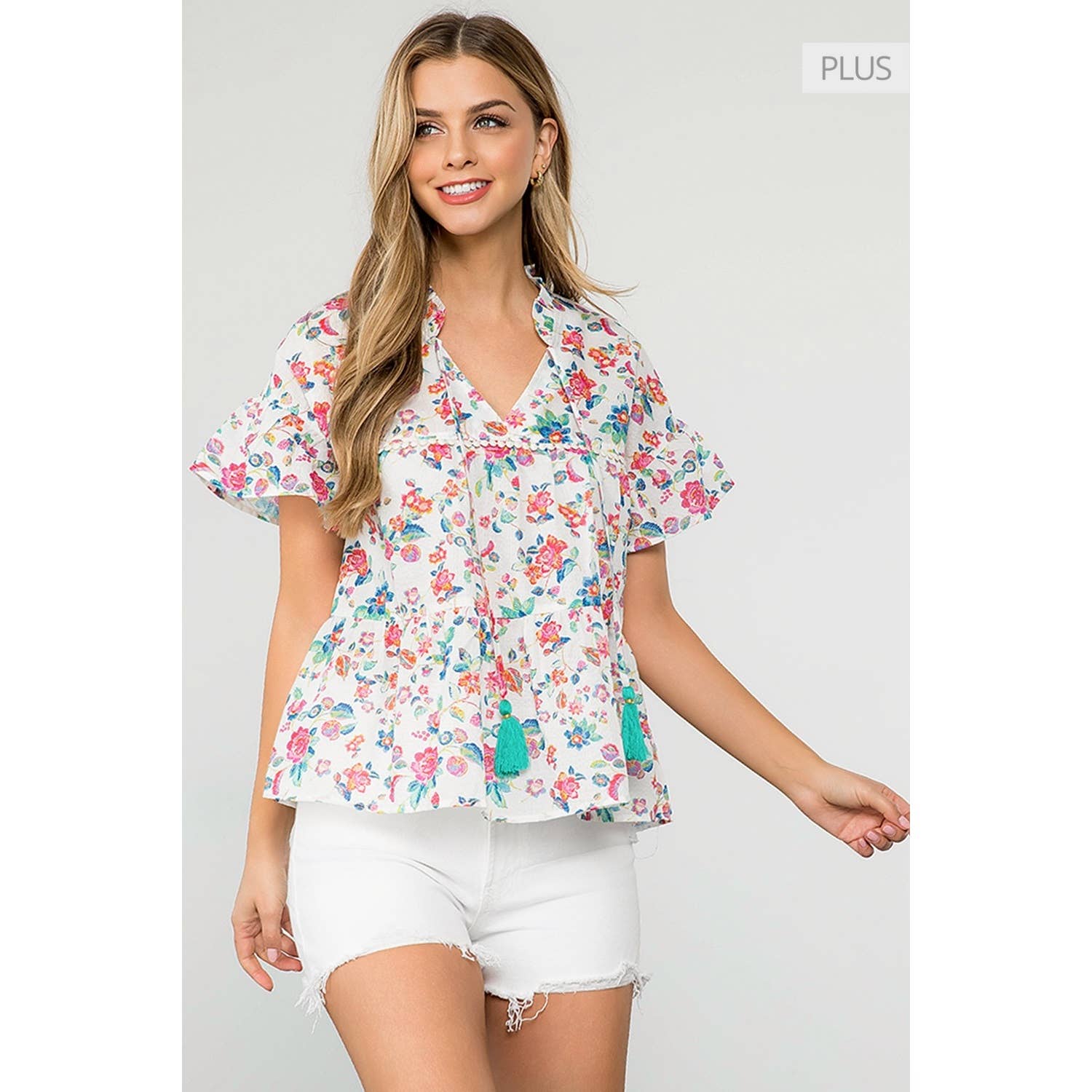 /Size Xl/ Flower Print Tiered Tassel Tie Top Unisex T-shirt, Sweatshirt, Hoodie, Long Sleeve Tee