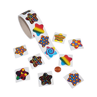Funky Star Sticker Roll (100/stickers per roll) 3¢ each