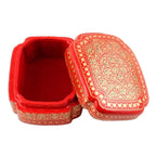 Artisan Crafted Red and Gold Hand Painted Box 'Kashmir Artistry'