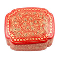 Artisan Crafted Red and Gold Hand Painted Box 'Kashmir Artistry'