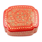 Artisan Crafted Red and Gold Hand Painted Box 'Kashmir Artistry'
