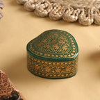 Green and Gold Decorative Papier Mache Box from India 'Royal Viridescence'