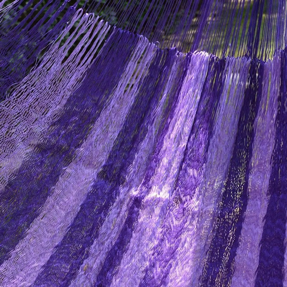 Lilac Striped Double Nylon Hammock from Mexico 'Lilac Blossom'