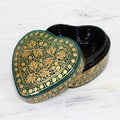 Green and Gold Decorative Papier Mache Box from India 'Royal Viridescence'