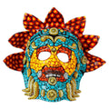 Lacquered Hand-Painted Papier Mache Mexican Serpent God Mask 'Kukulkan'