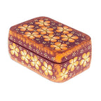 Handcrafted Orange Decorative Wood Box with Floral Details 'Secret Summer'