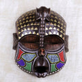 Elephant Themed Wood Mask with Brass and Glass Beads 'Akyiglinyi'