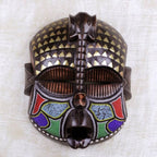 Elephant Themed Wood Mask with Brass and Glass Beads 'Akyiglinyi'