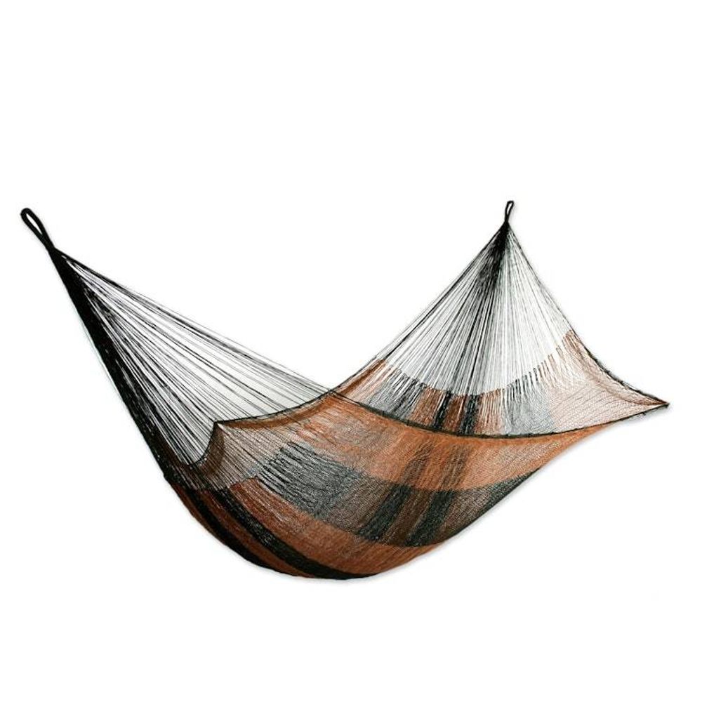 Nylon Rope Hammock in Moss Green and Copper Single Mexico 'Copper Mountain'
