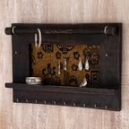 Hand Crafted Jewelry Display Wall Panel in Wood and Cotton 'Tegalalang Heritage in Brown'