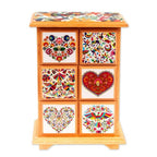 Handcrafted Decoupage Wood Jewelry Chest from Mexico 'Lavish Color'