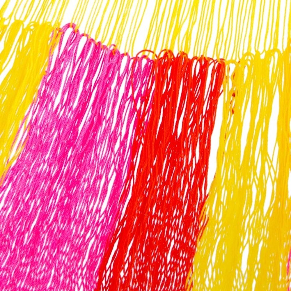 Hand Woven Nylon Pink Yellow Hammock Single from Mexico 'Candy Delight'