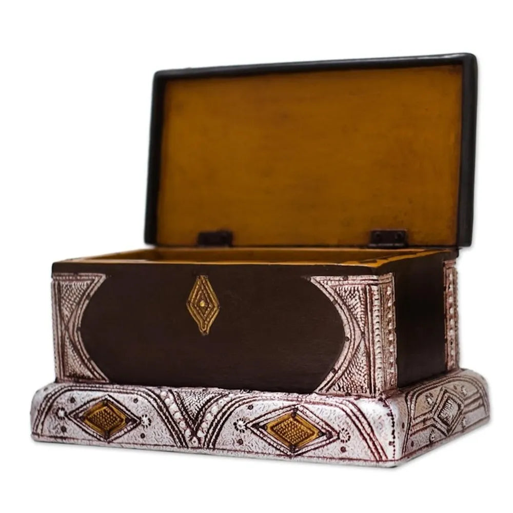 Sese Wood and Aluminum Plated Jewelry Box 'Royal Jewels'