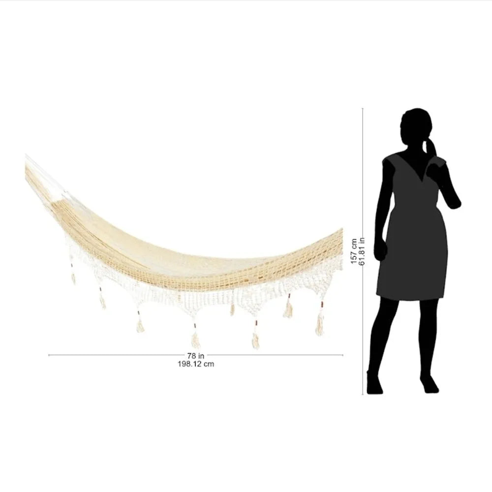 Solid Rope Hammock with Tassels Triple 'Caribbean Shores'