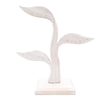 White Jempinis Wood Leaf-Themed Jewelry Holder 10 Inch 'Daun Salam in White'