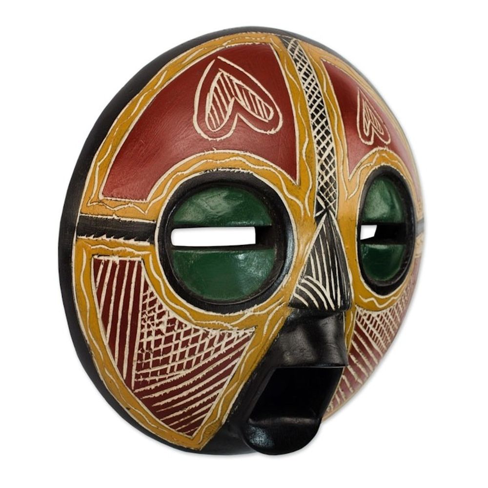 Handcrafted African Sese Wood Wall Mask from Ghana 'Heart of Africa'