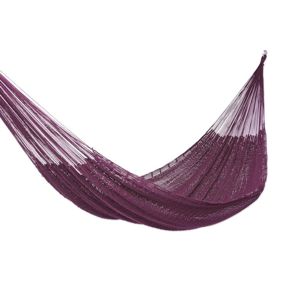 Hand Woven Cotton Rope Hammock Single 'Uxmal Mulberry'