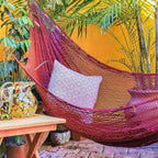 Maya Style Cotton Rope Hammock Double 'Uxmal Mulberry'