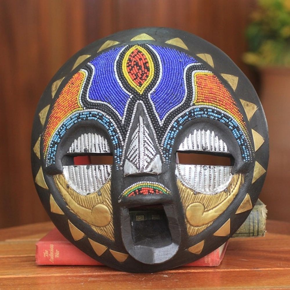 African Bridal Beaded Mask Crafted by Hand 'Sadaki'