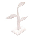 White Jempinis Wood Leaf-Themed Jewelry Holder 10 Inch 'Daun Salam in White'
