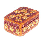 Handcrafted Orange Decorative Wood Box with Floral Details 'Secret Summer'