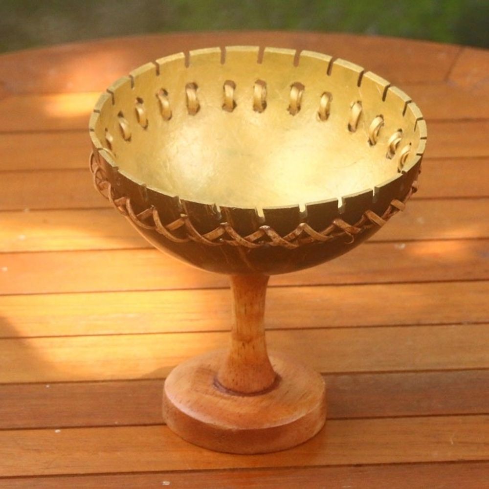 Coconut Shell Jewelry Stand Crafted in Bali 'Personal Treasure'