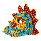 Lacquered Hand-Painted Papier Mache Mexican Serpent God Mask 'Kukulkan'