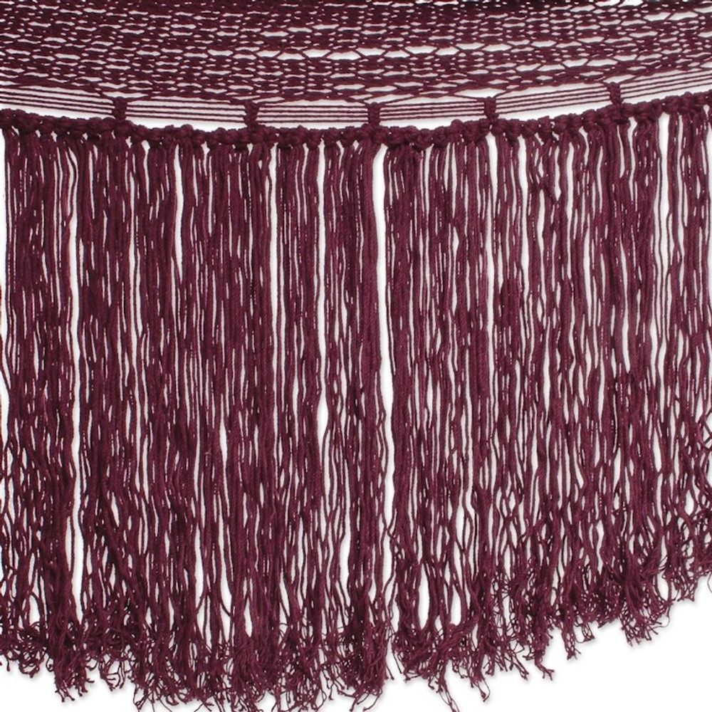 Cotton Rope Hammock in Wine Triple from Mexico 'Wine Cascade'