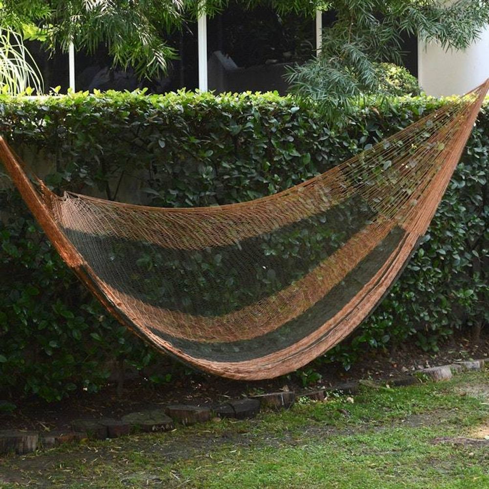 Nylon Rope Hammock in Moss Green and Copper Single Mexico 'Copper Mountain'