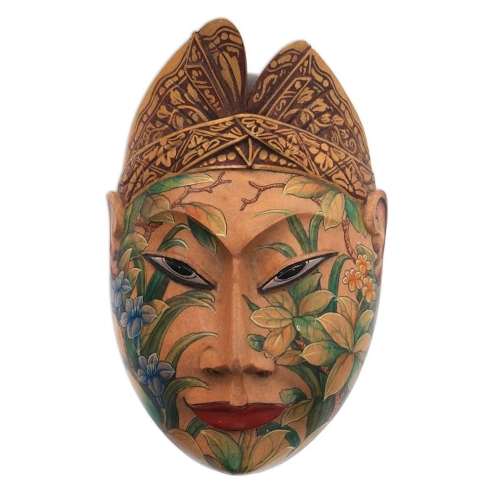 Wood jewelry box 'Flower Man of Bali'