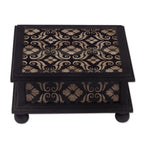 Peruvian Reverse Painted Glass Jewelry Box 'Silver Blossoms'