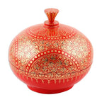 Round Lidded Decorative Papier Mache and Wood Box 'Kashmir Magnificence'