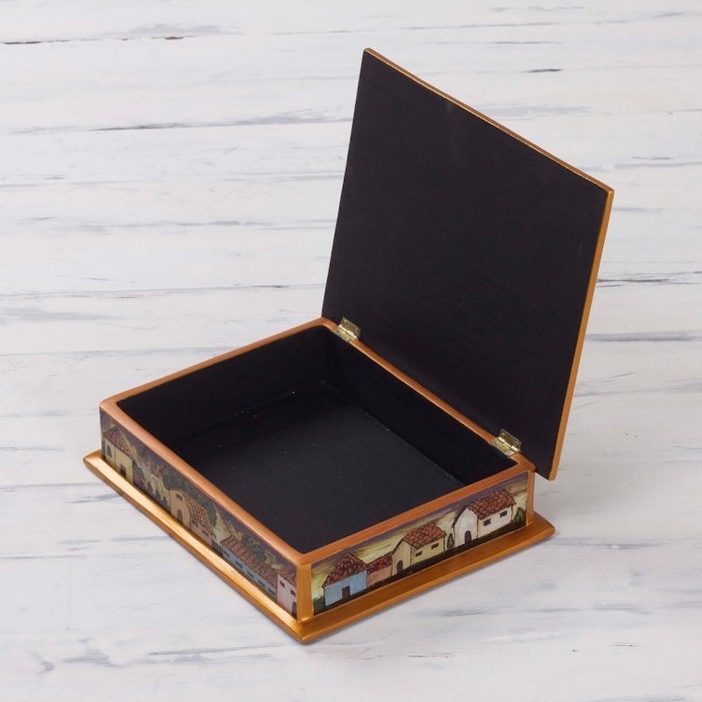 Reverse Painted Glass Jewelry Box 'Flower Family'
