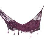 Burgundy Tasseled Cotton Hammock Double From Mexico 'Veranda Dreams in Bordeaux'