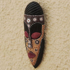 Sese Wood African Wall Mask with Floral Motif 'Young and Free'
