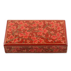Hand-Painted Decorative Papier Mache Box from India 'Festive Trees in Red'