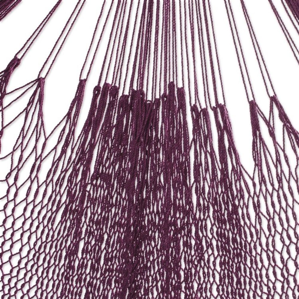 Burgundy Tasseled Cotton Hammock Double From Mexico 'Veranda Dreams in Bordeaux'