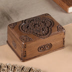 Hand Carved Floral Wood Jewelry Box 'Treasured Roses'